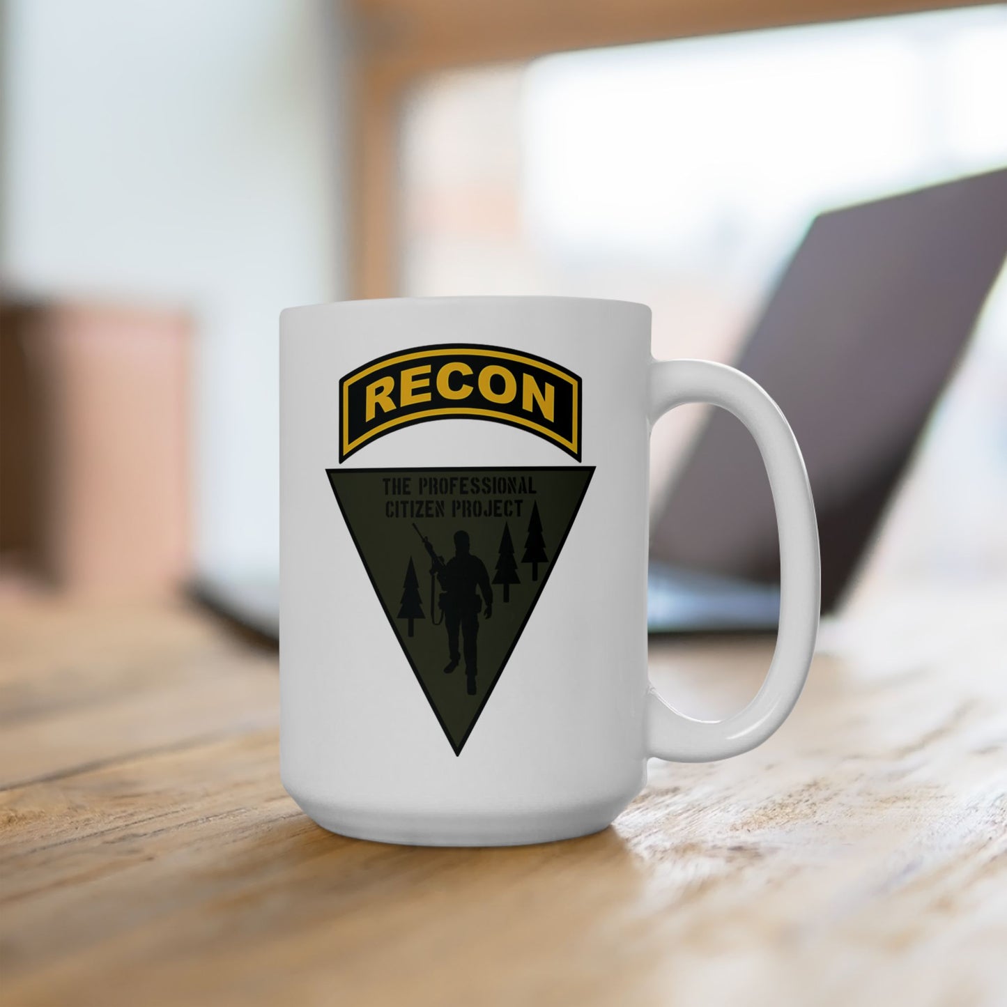 Recon Coffee Mug Black and Gold 15oz