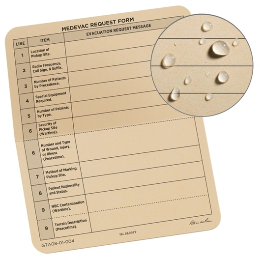Rite in the Rain 9-LINE MEDEVAC Cards Weatherproof