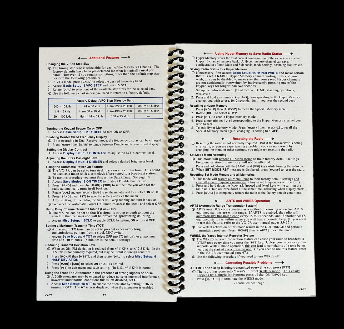 Yaesu VX7R quick reference manual New (Garage Sale Item)