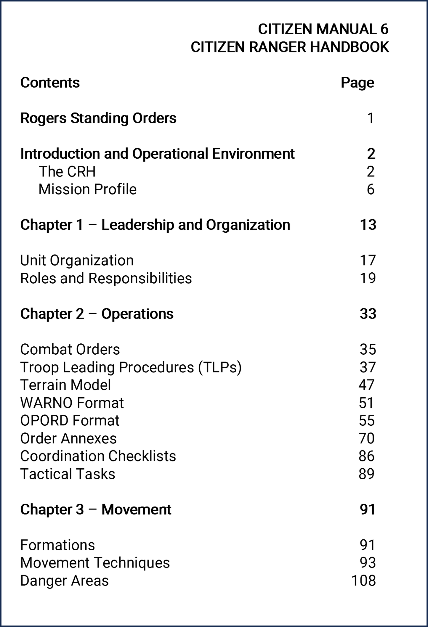 CM-6 Citizen Ranger Handbook (CRH)