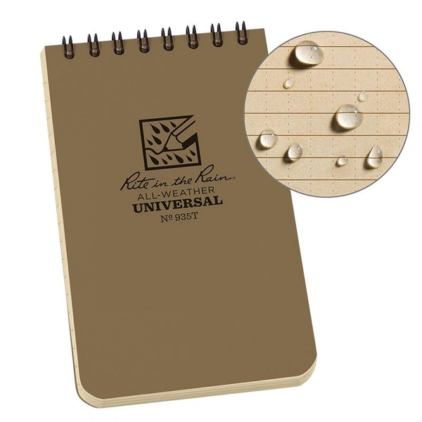 Rite in the Rain Weatherproof Top-Spiral Notebooks 3x5 (Multiple Color Options)