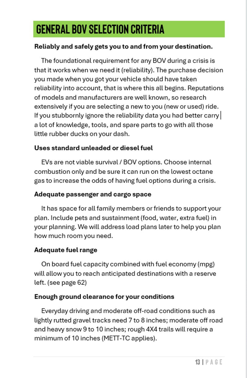 Bugout Vehicles for Normal People (Field Reference 4)