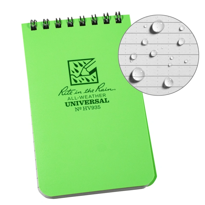 Rite in the Rain Weatherproof Top-Spiral Notebooks 3x5 (Multiple Color Options)