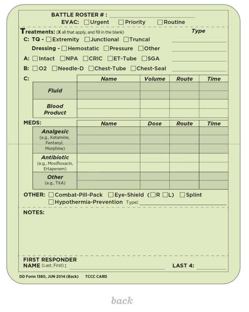 Rite in the Rain TCCC / MIST Cards Weatherproof