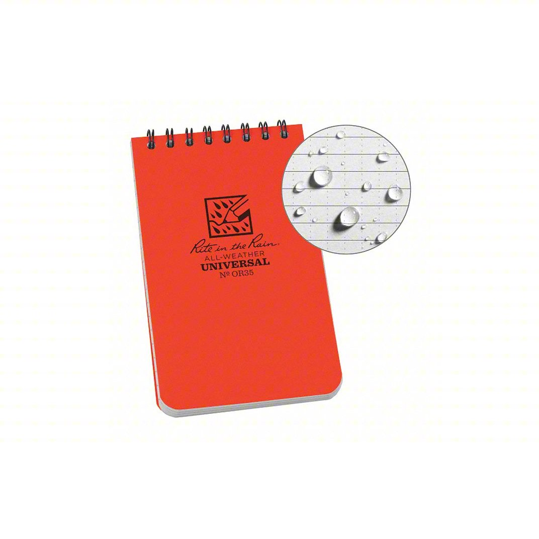 Rite in the Rain Weatherproof Top-Spiral Notebooks 3x5 (Multiple Color Options)