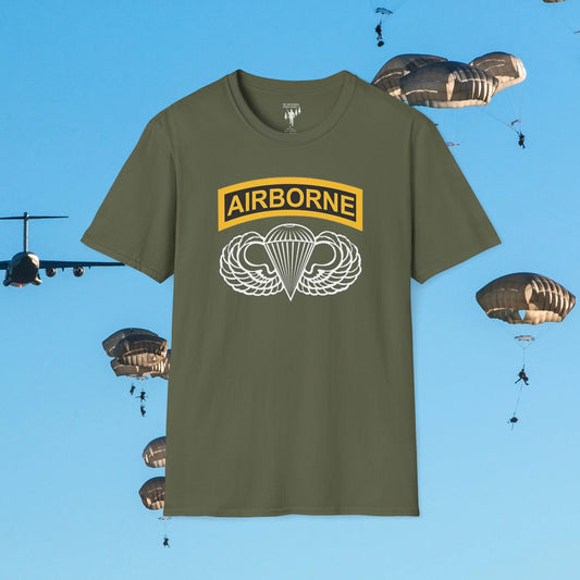 Airborne Wings and Tab Center Chest Graphic T-Shirt