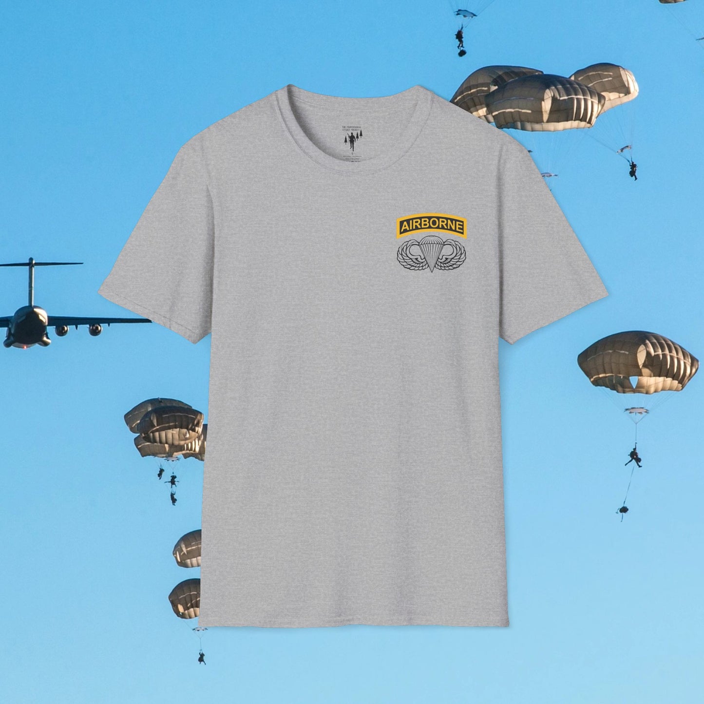 Airborne Wings and Tab Left Chest Graphic T-Shirt