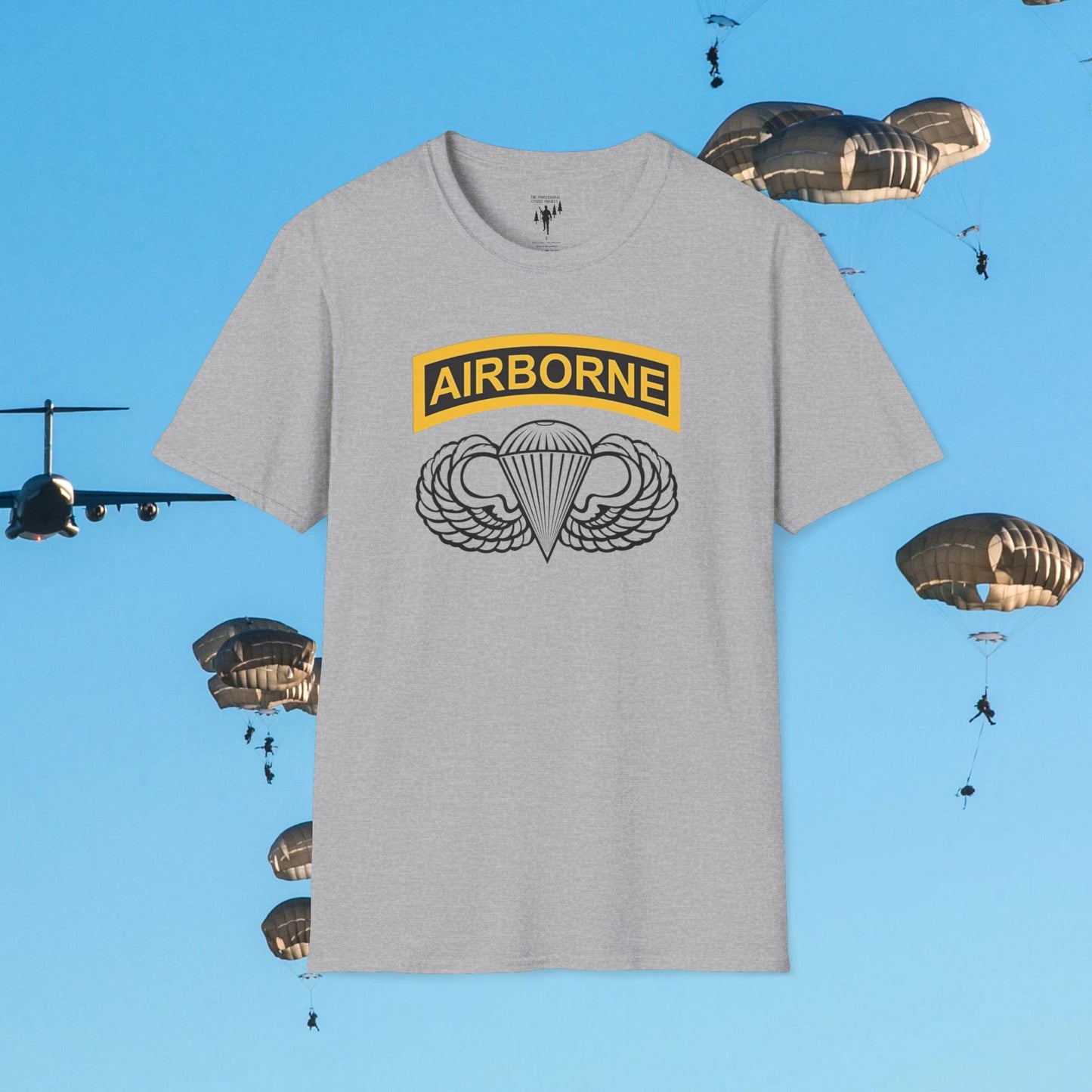 Airborne Wings and Tab Center Chest Graphic T-Shirt