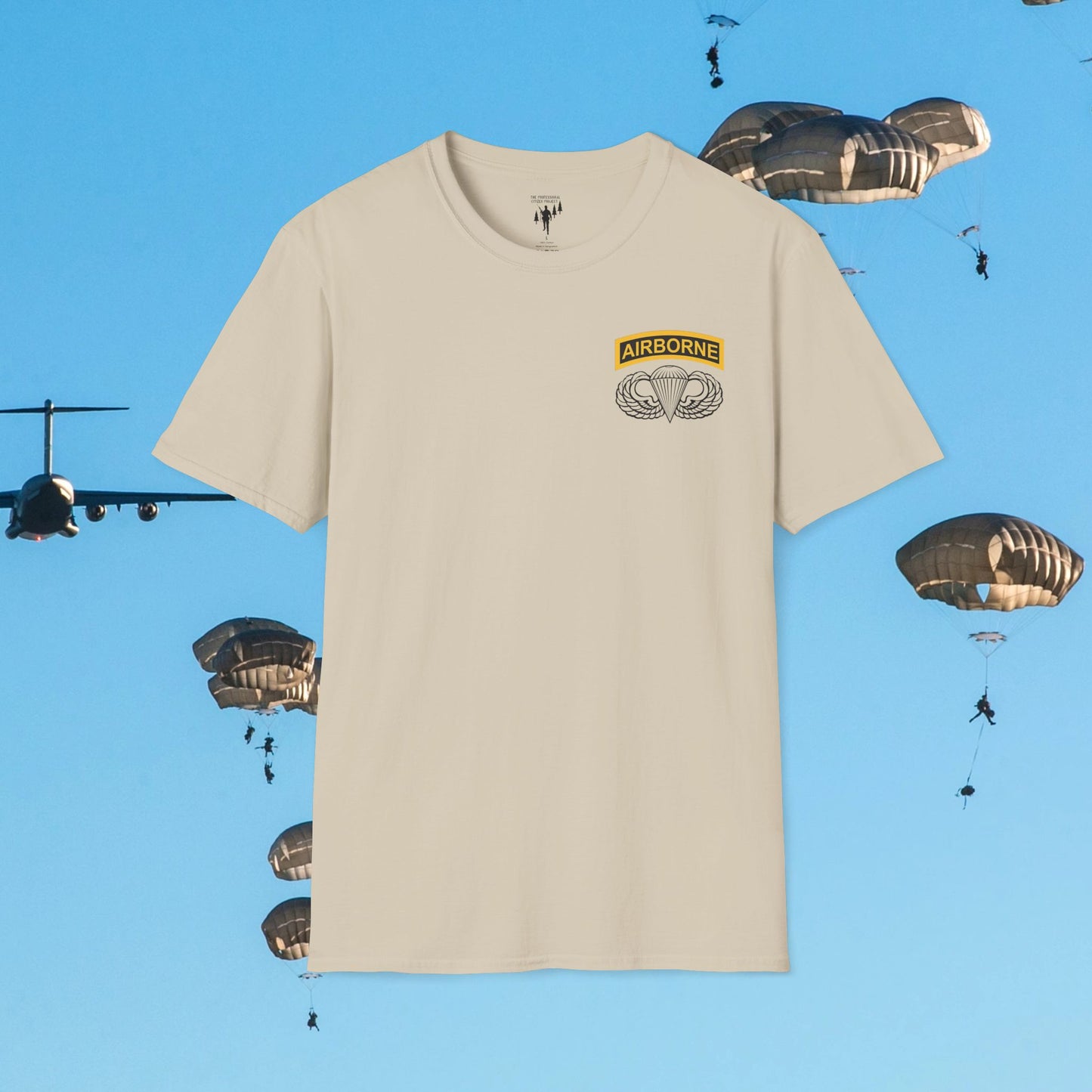 Airborne Wings and Tab Left Chest Graphic T-Shirt