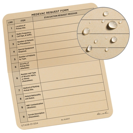 9-LINE MEDEVAC Cards Rite in the Rain Weatherproof