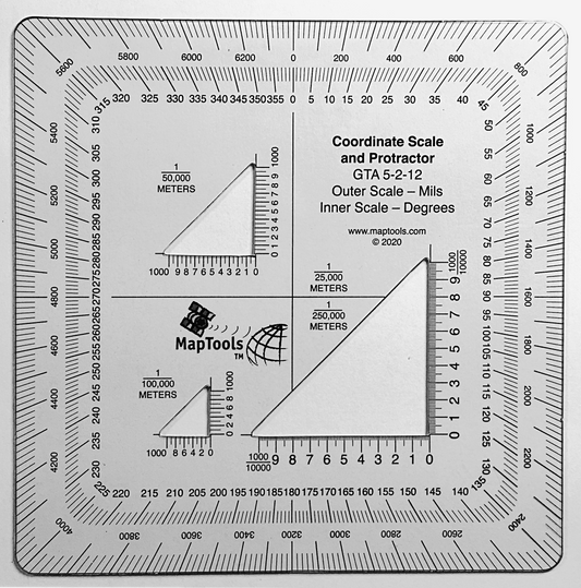 Military Style UTM/MGRS Coordinate Scale aka "GTA" Protractor