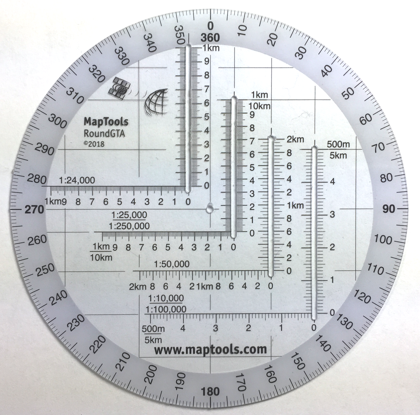 Round Military Coordinate Scale and Protractor